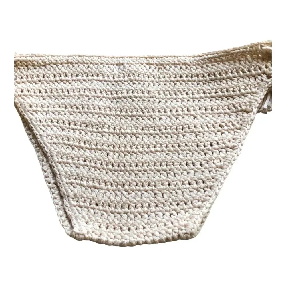 POL Crochet Tassel Bloomer Shorts Beige Boho Cottagecore Lounge Wear Size Large